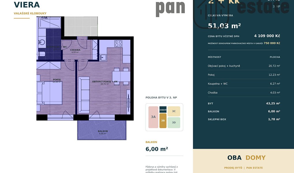 Prodej bytu 2+kk 44 m², Valašské Klobouky – náhled fotky 4
