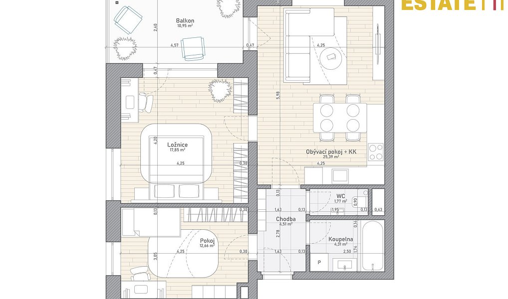 Prodej bytu 3+kk 80 m², Holubice – náhled fotky 25