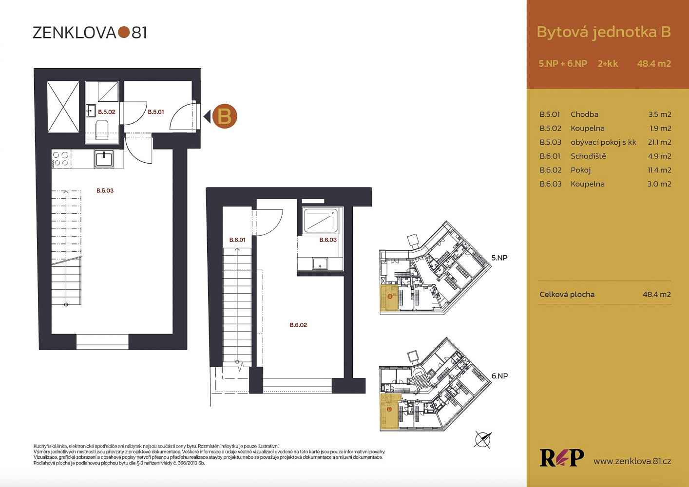 Prodej bytu 2+kk 48 m² – pohled 2