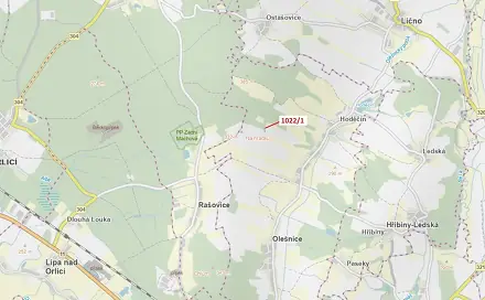 Dražba pole 318 m², Olešnice