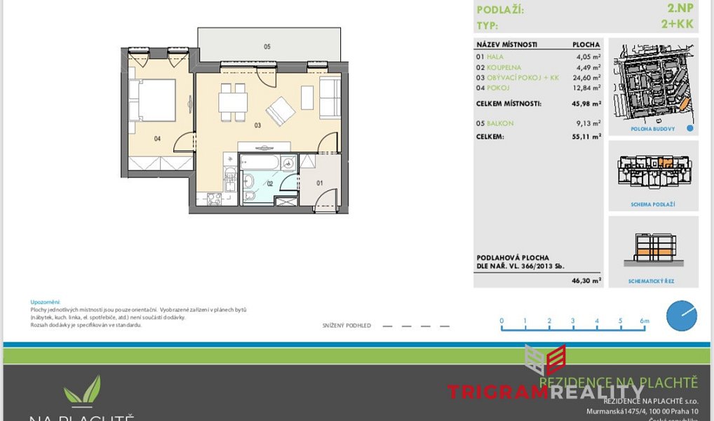 Pronájem bytu 2+kk 46 m², Hradec Králové – náhled fotky 11