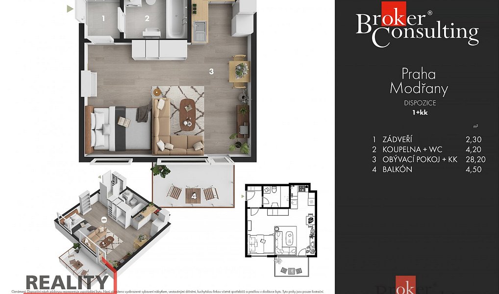 Pronájem bytu 1+kk 37 m², Praha – náhled fotky 3