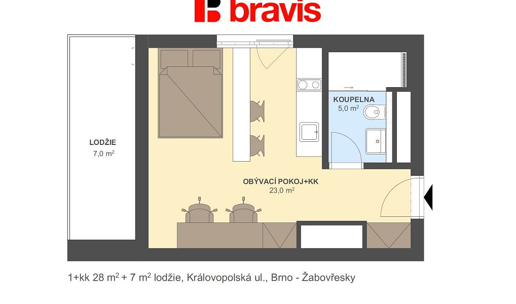 Pronájem bytu 1+kk 28 m², Brno – náhled fotky 4