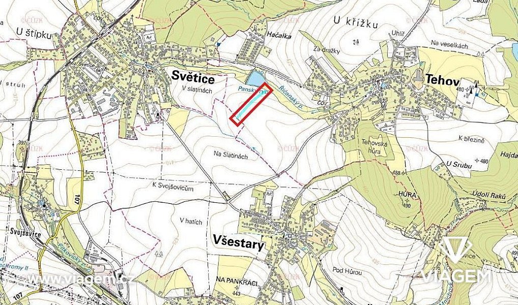 Prodej pole 990 m², Tehov – náhled fotky 3