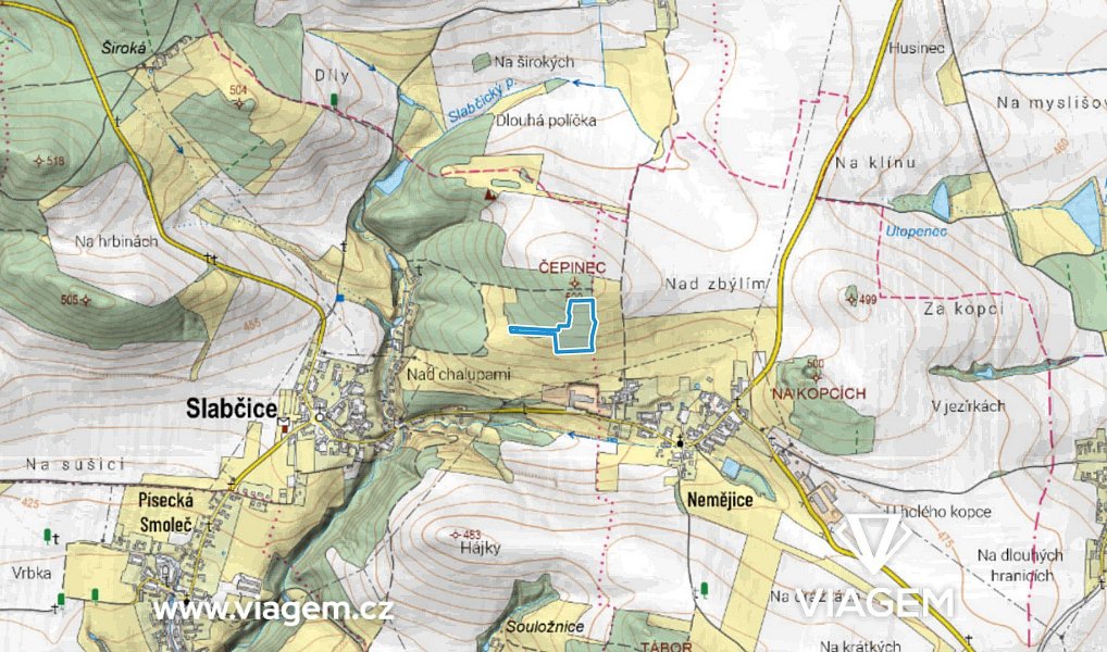 Prodej pole 5 464 m², Slabčice – náhled fotky 3
