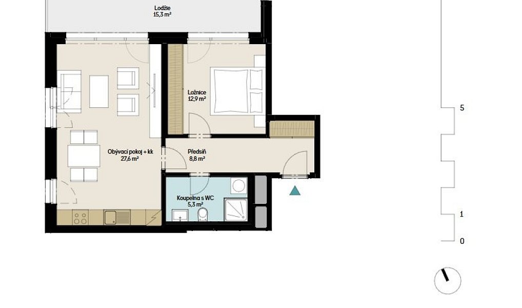 Prodej bytu 2+kk 54 m², Praha – náhled fotky 3