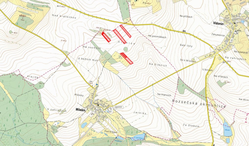 Prodej pole 9 996 m², Milešín – náhled fotky 2