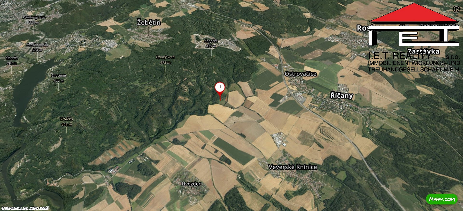 Prodej pozemku 4 533 m², Brno - Bystrc – pohled 3