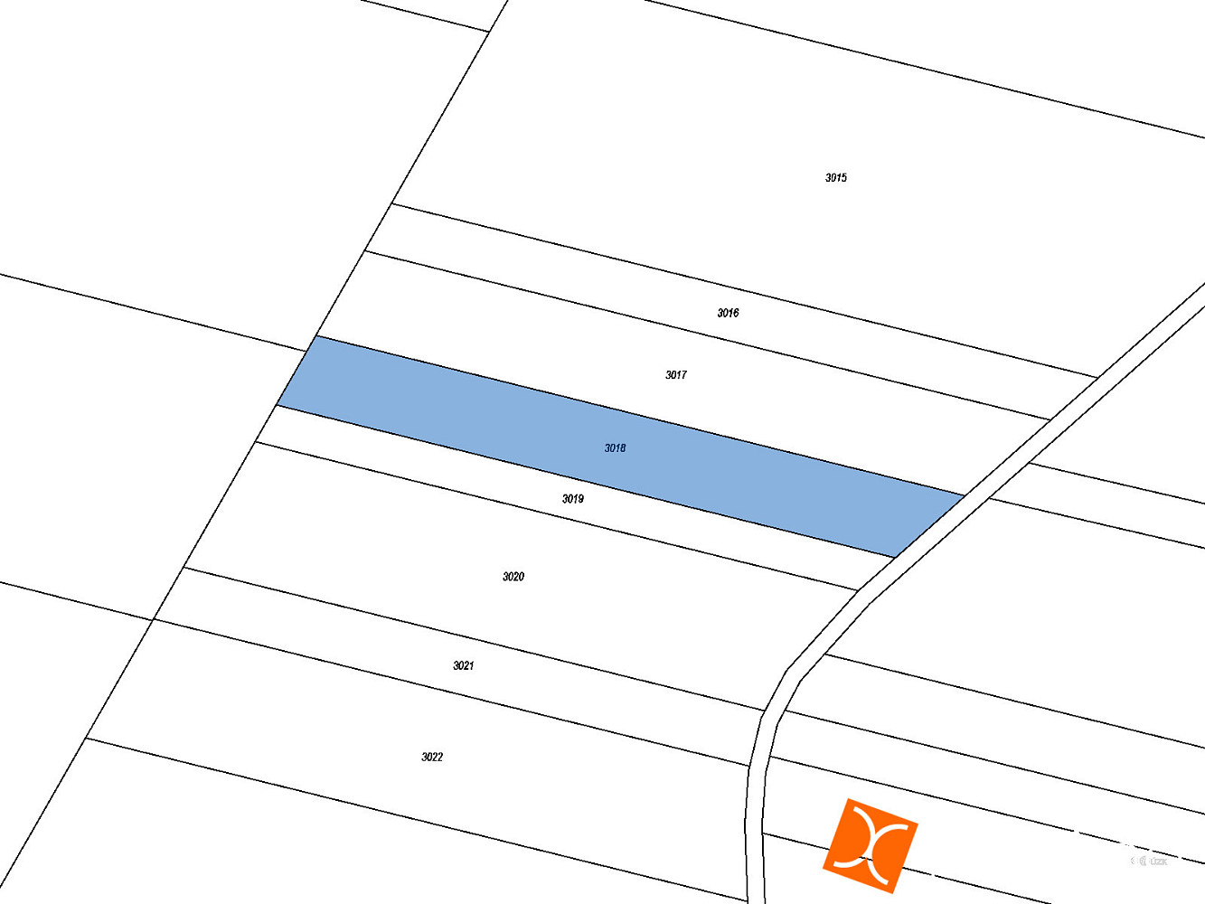 Prodej 1/4 pozemku 517 m² – pohled 2