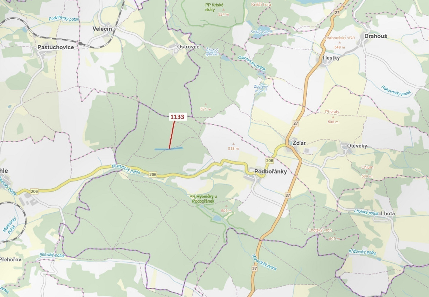 Dražba lesa 7 895 m²