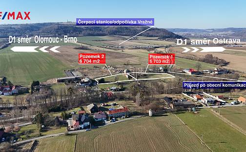Prodej komerčního pozemku 13 407 m², Vražné, okres Nový Jičín