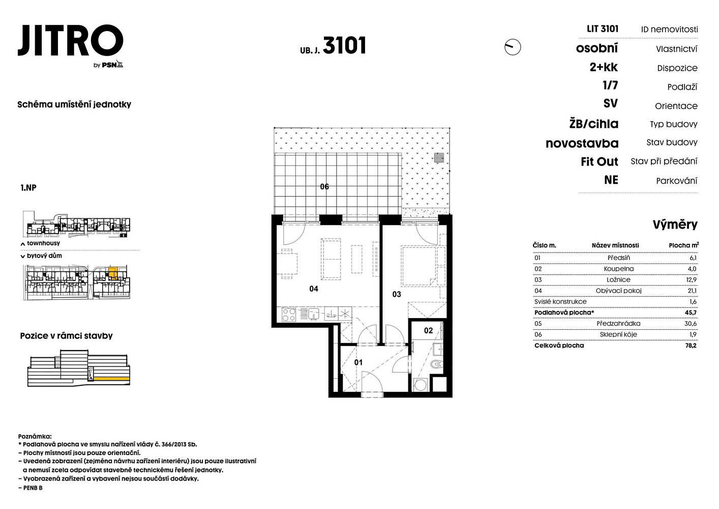 Prodej bytu 2+kk 44 m² – pohled 2