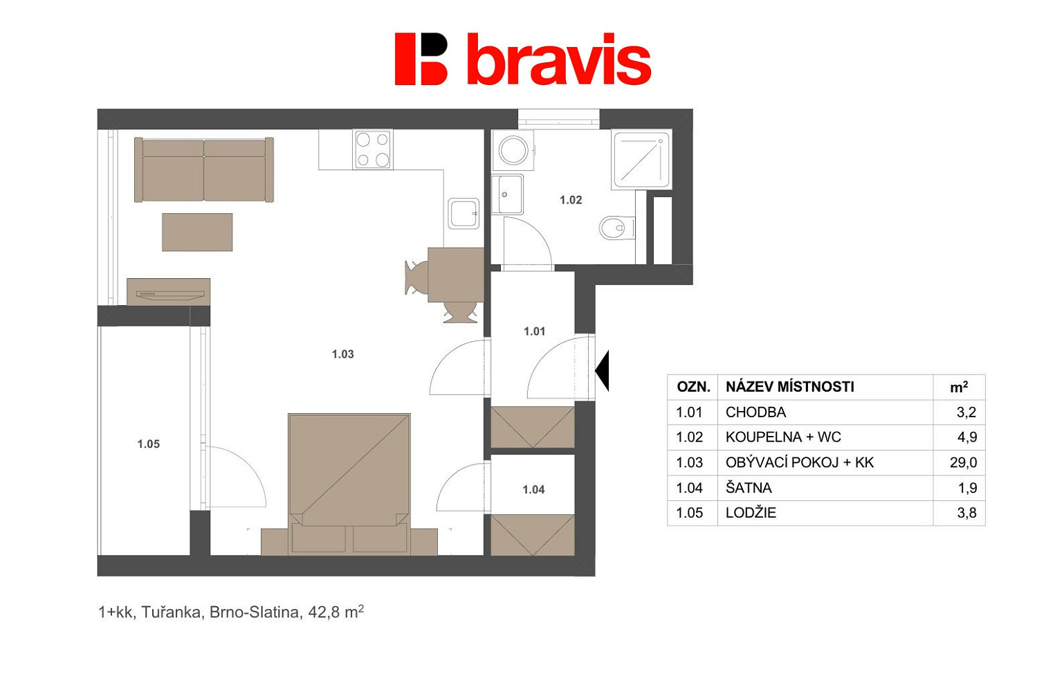 Pronájem bytu 1+kk 43 m² — photo 5