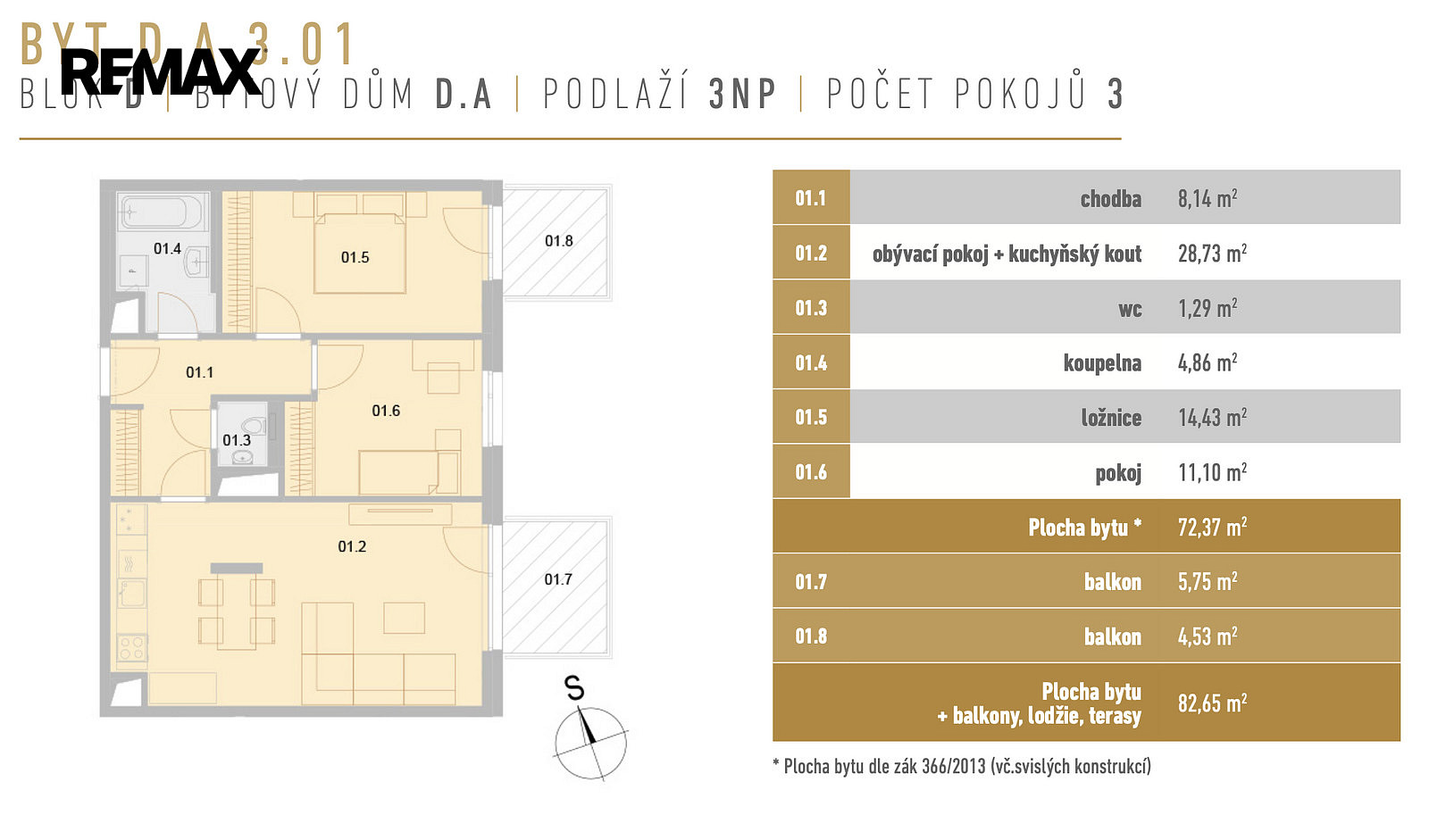 Pronájem bytu 3+kk 72 m² – fotografie 4