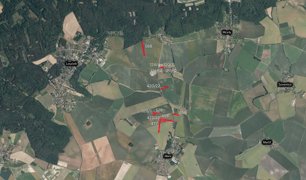 Prodej pozemku, 11704 m², Studce - Nymburk, Loučeň