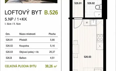 Pronájem bytu 1+kk 34 m²