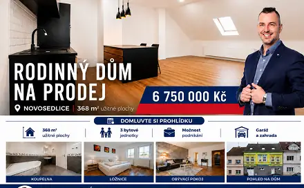 Prodej domu 368 m² s pozemkem 367 m², Drahénská, Novosedlice, okres Teplice