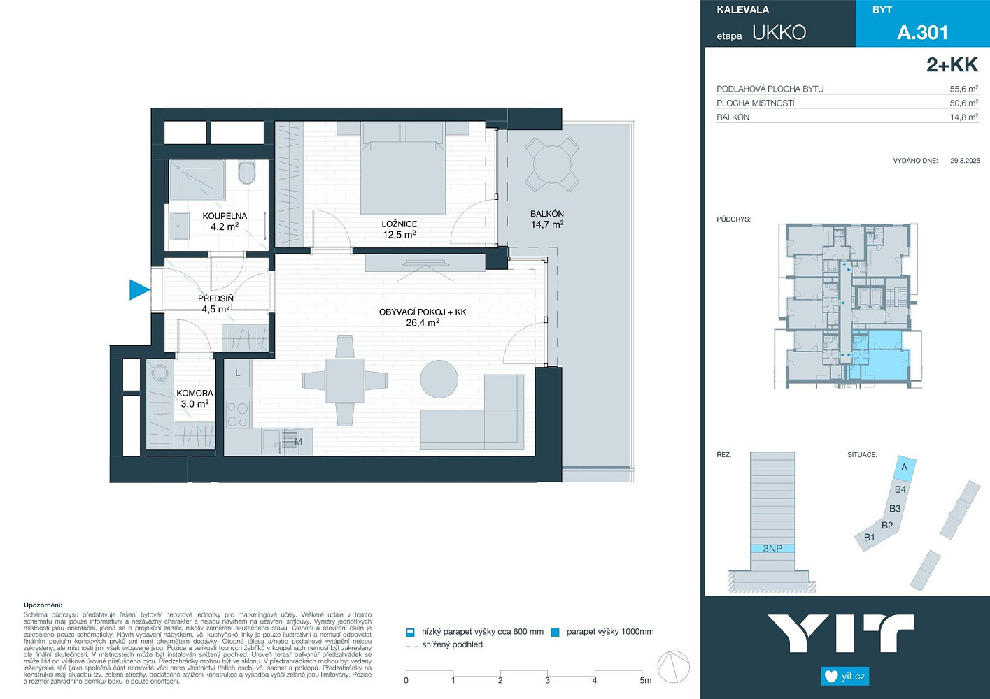 Prodej bytu 2+kk 51 m² – pohled 2