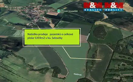 Prodej pole 5 359 m², Seloutky, okres Prostějov