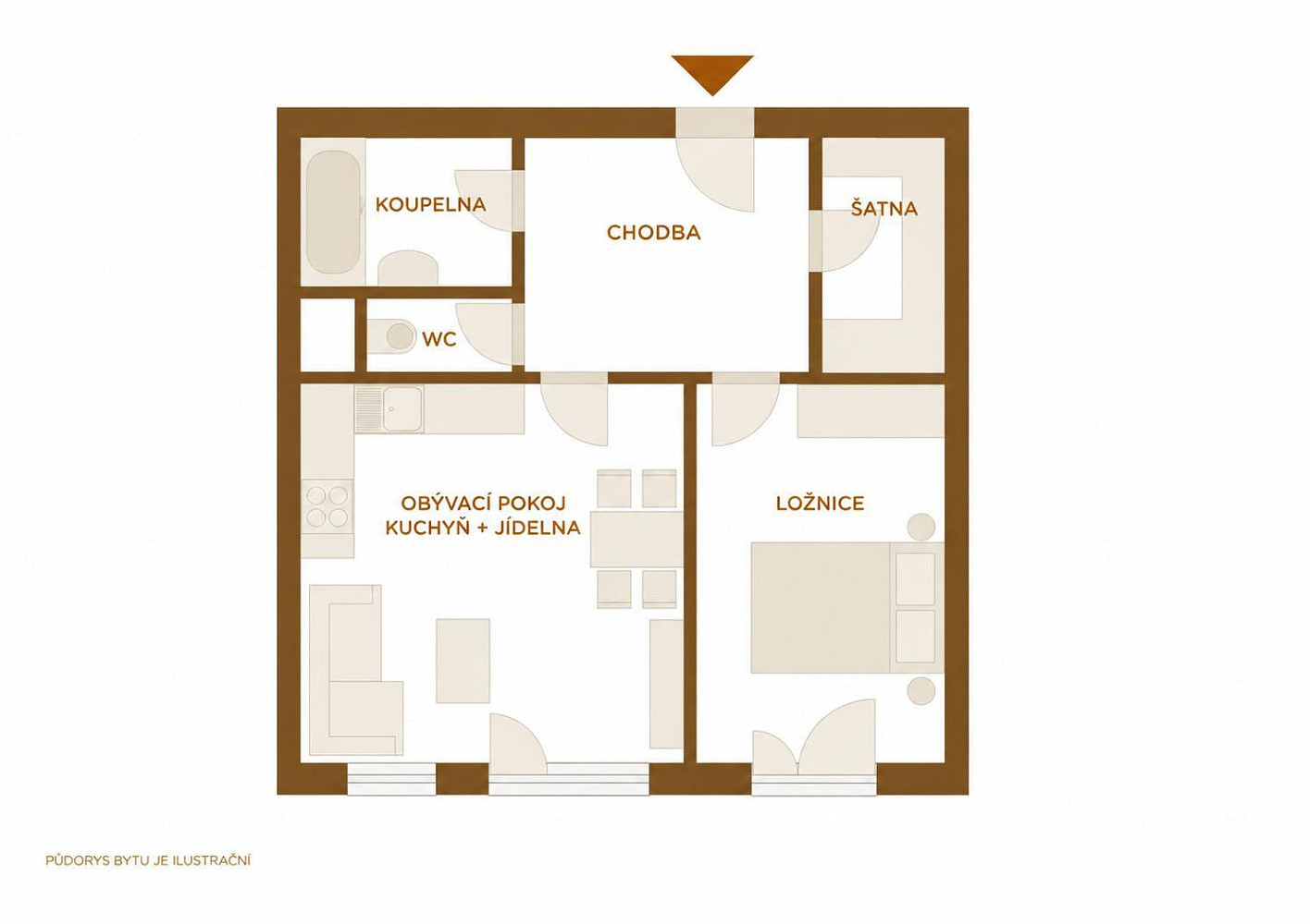 Pronájem bytu 2+kk 60 m² – fotografie 3
