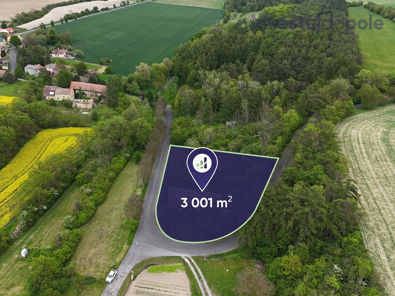 Prodej stavebního pozemku 3 001 m² – pohled 2