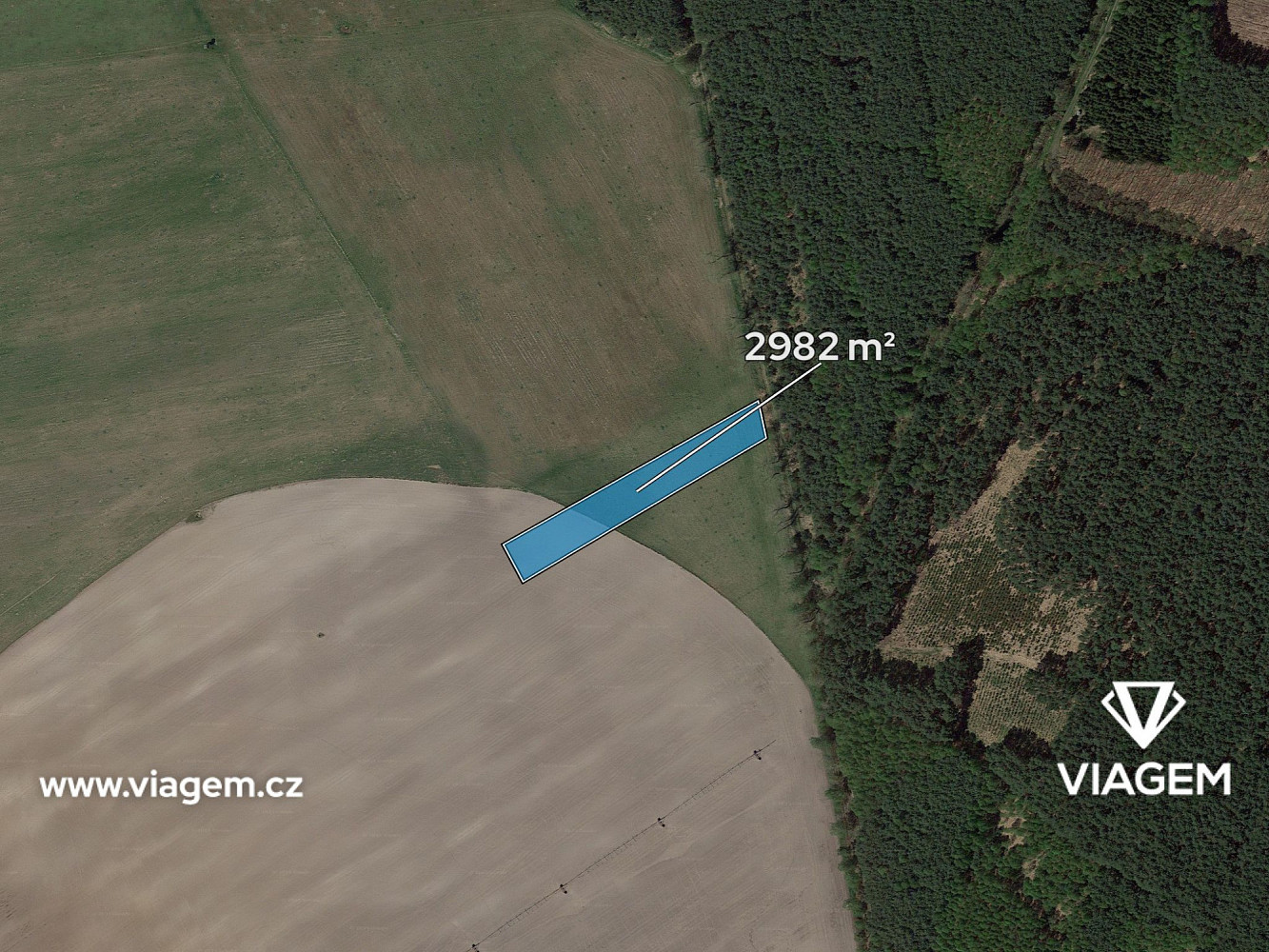 Pole 2 982 m², Podíl 50 % o výměře 1 491 m² – pohled 2