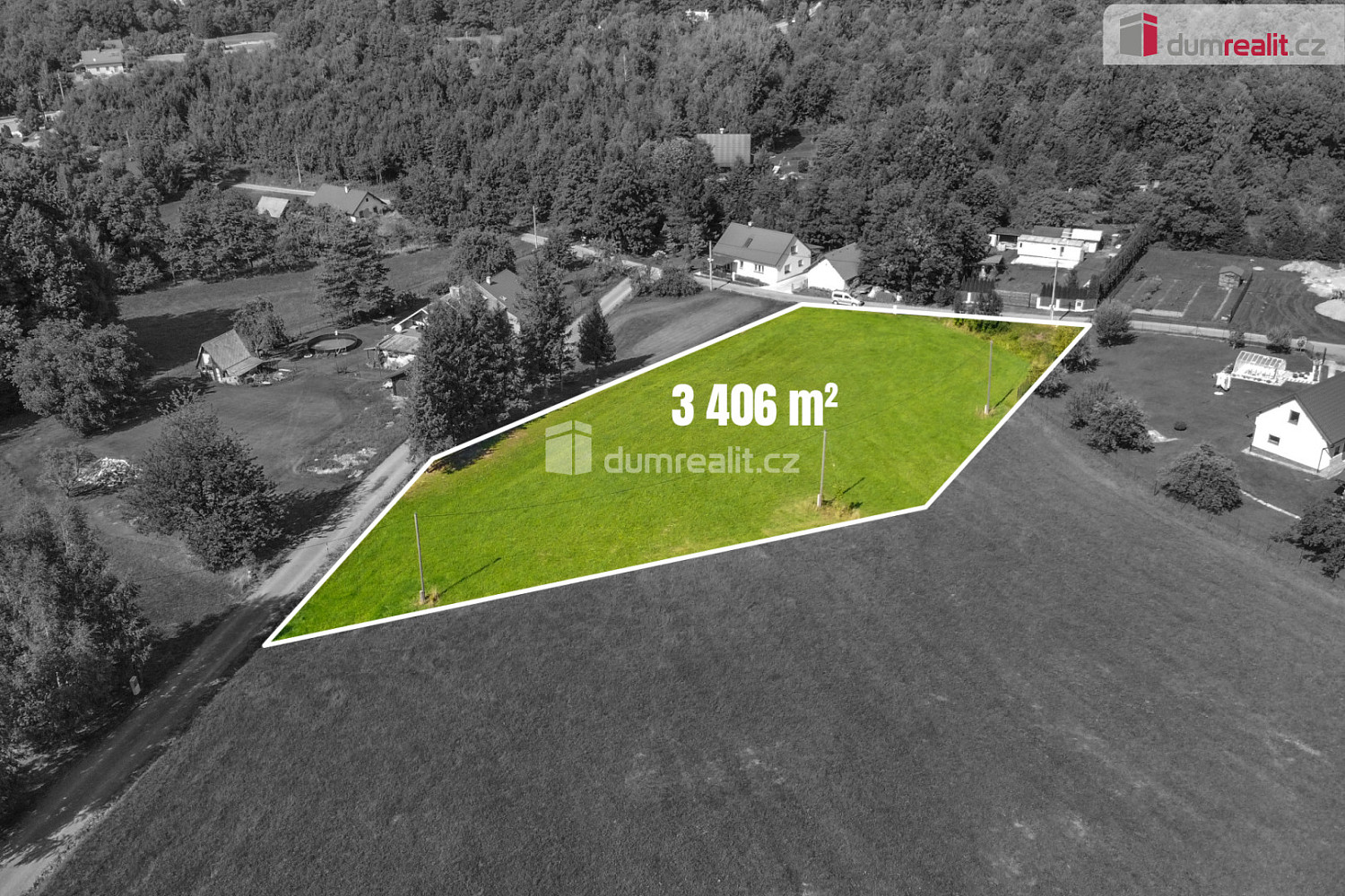 Prodej stavebního pozemku 3 406 m² – fotografie 4