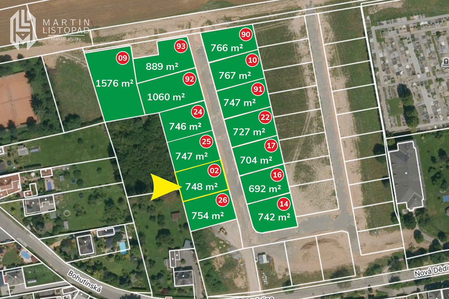 Prodej stavebního pozemku 748 m²