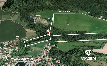 Prodej lesa 4 386 m², Suchomasty, okres Beroun