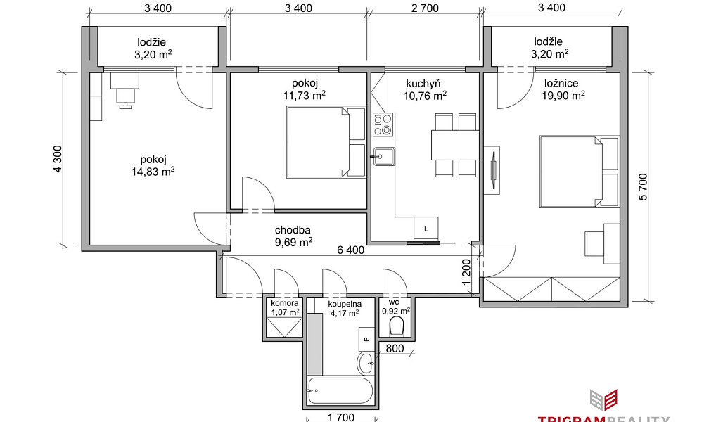 Prodej bytu 3+1 77 m², Hradec Králové – náhled fotky 2