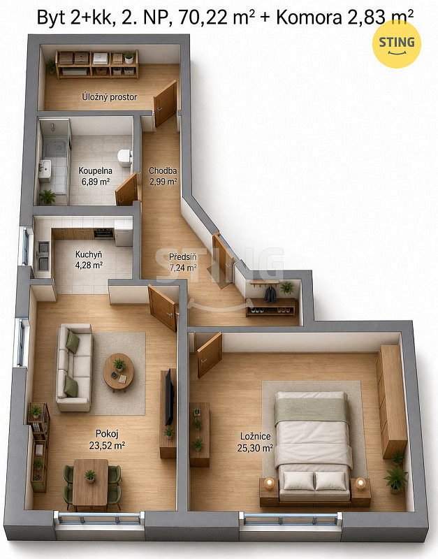 Prodej bytu 2+kk 70 m² – fotografie 2
