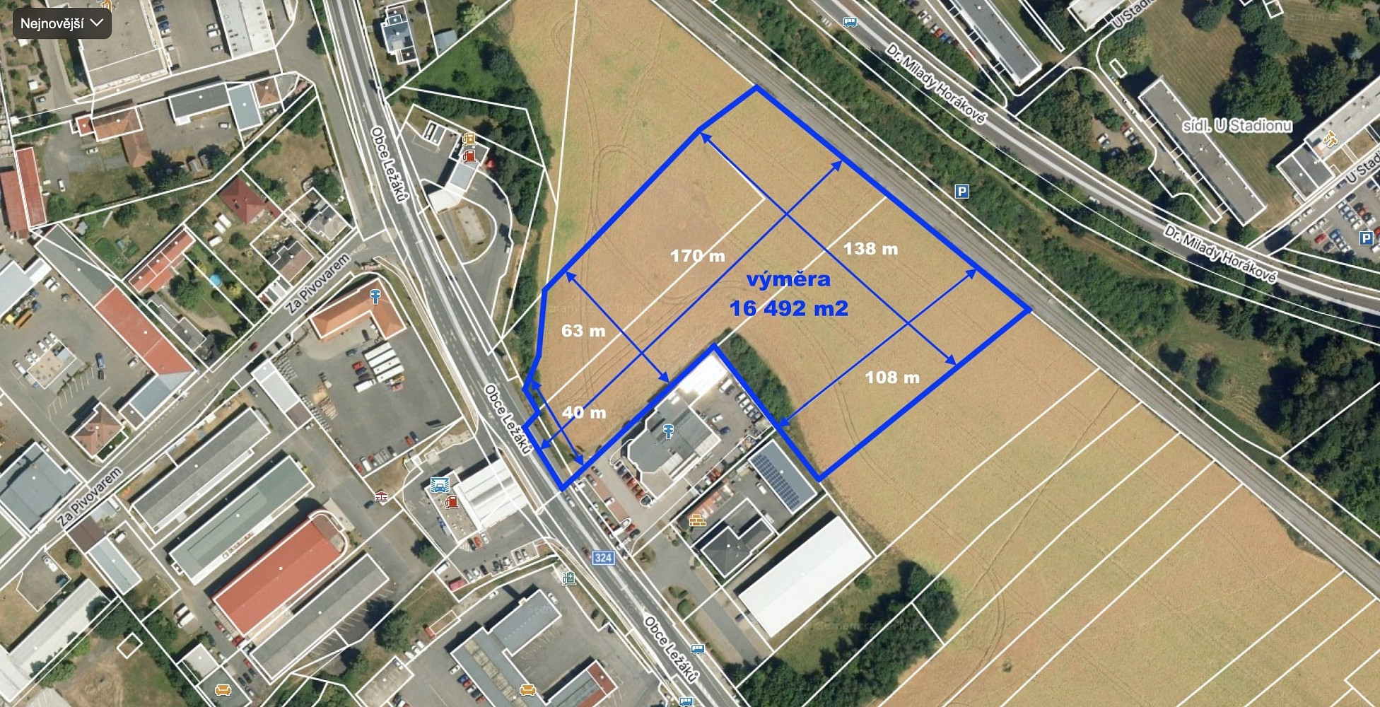 Prodej komerčního pozemku 16 492 m²