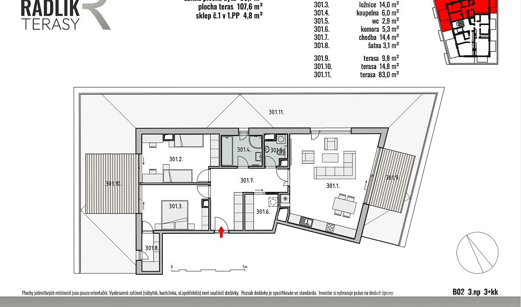 Prodej bytu 3+kk 98 m², Jílové u Prahy – náhled fotky 6