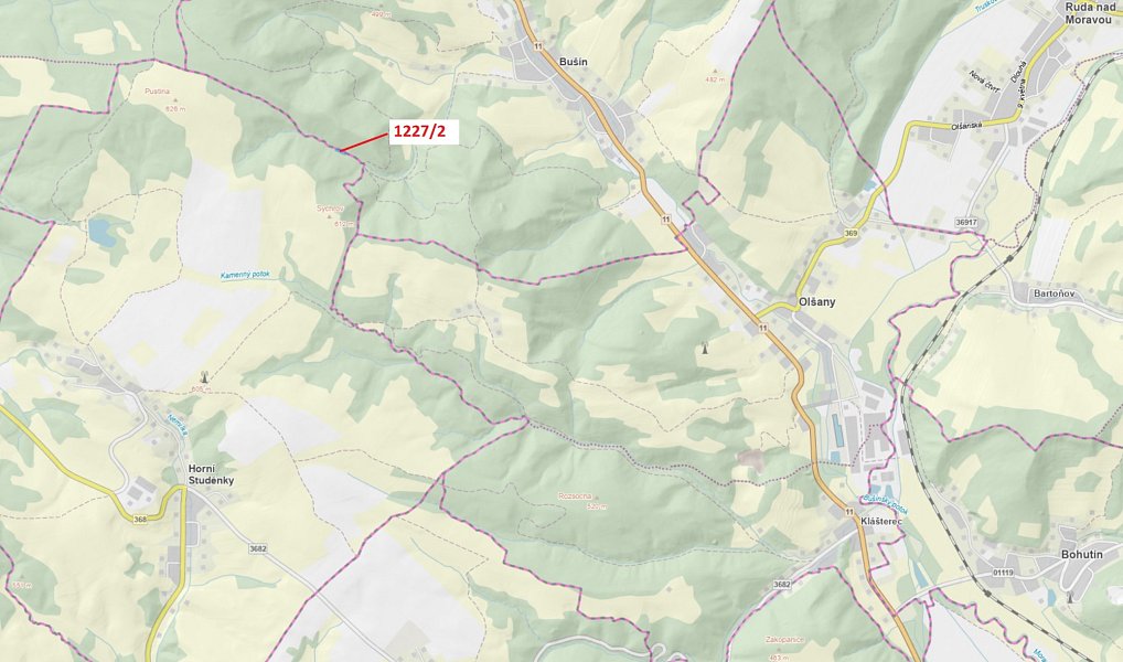 Dražba lesa, 860 m², Šumperk, Bušín