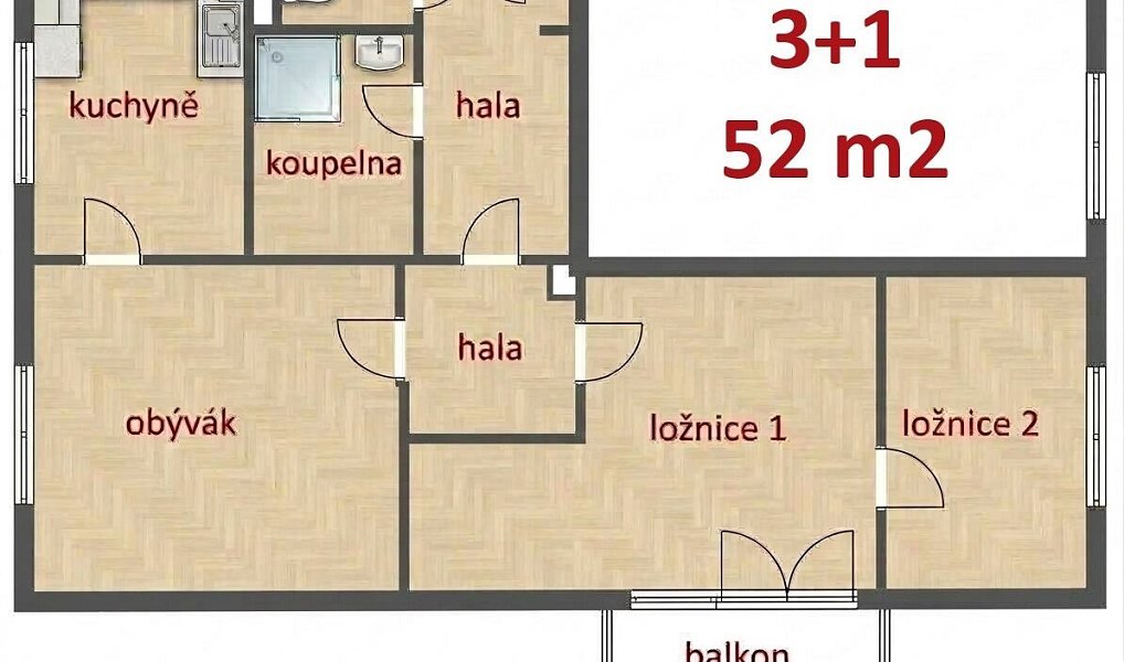 Pronájem bytu 3+1 52 m², Ledeč nad Sázavou – náhled fotky 4