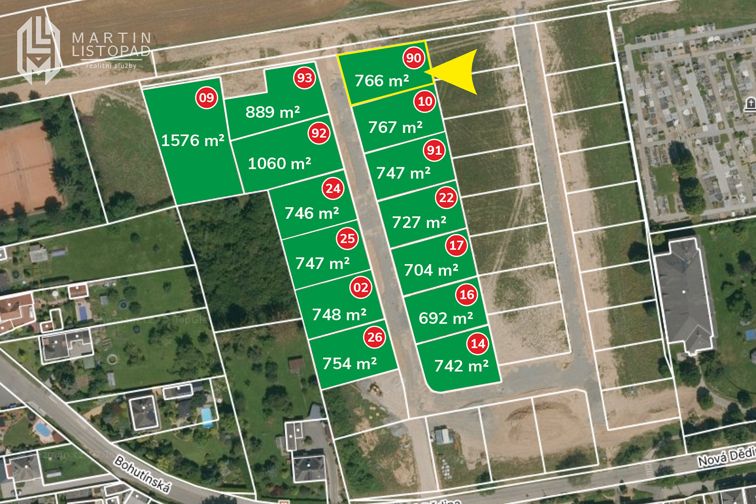Prodej stavebního pozemku 766 m²