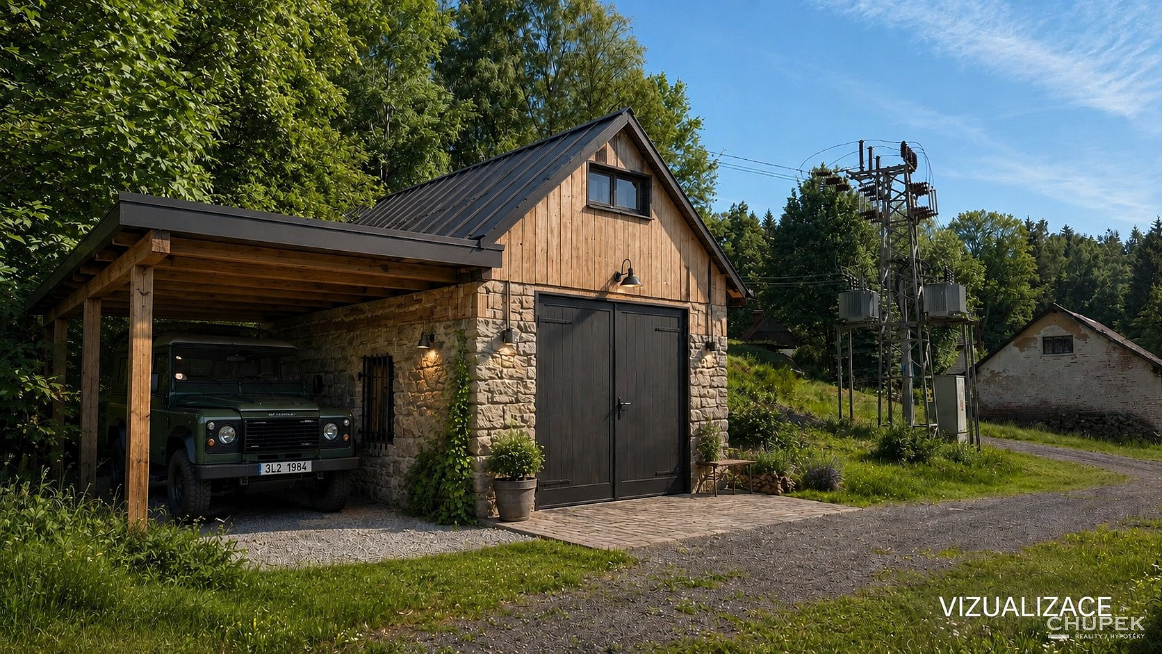 Samostatně stojící garáž / víceúčelový objekt s pozemkem 238 m² - Horní Tanvald – pohled 2