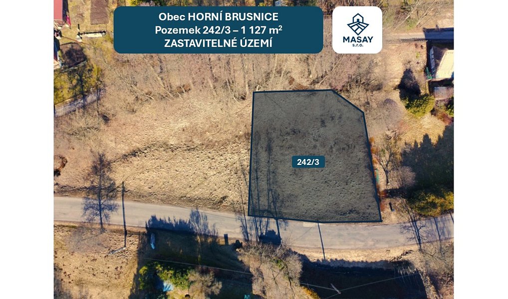 Prodej stavebního pozemku 1 127 m², Horní Brusnice – náhled fotky 2