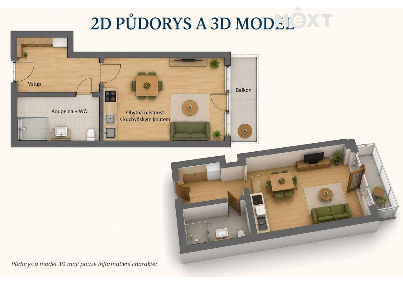 Pronájem bytu 1+kk 24 m² - Ansicht 2
