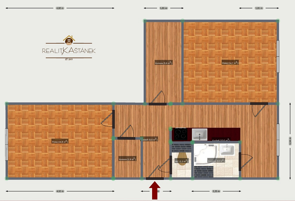 Pronájem bytu 2+1 61 m² – fotografie 2