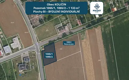 Prodej stavebního pozemku 1 132 m², Holešov - Količín, okres Kroměříž