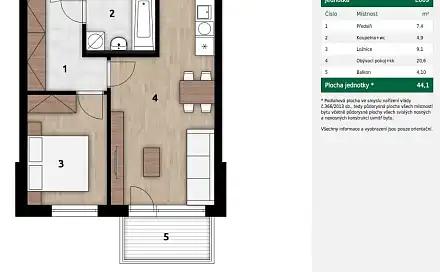 Prodej bytu 2+kk 44 m²