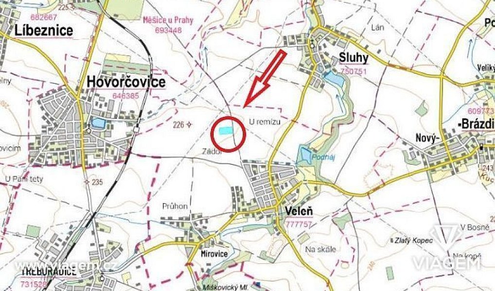 Prodej pole 814 m², Veleň – náhled fotky 3