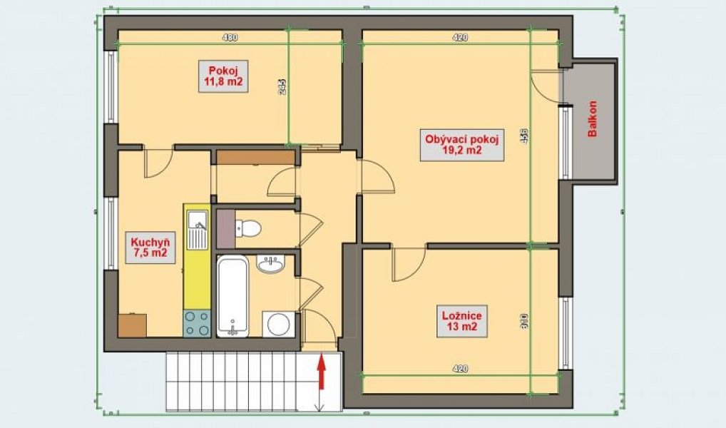 Prodej bytu 3+1 65 m², Police nad Metují – náhled fotky 4