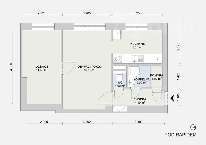 Prodej bytu 2+1 47 m² – pohled 2