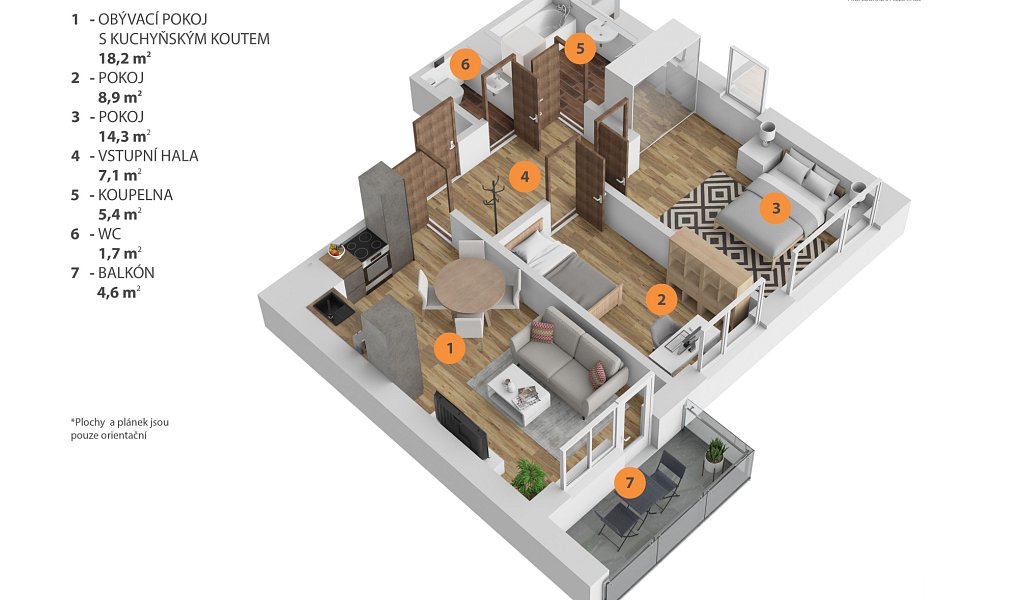Pronájem bytu 3+kk 66 m², Praha – náhled fotky 2