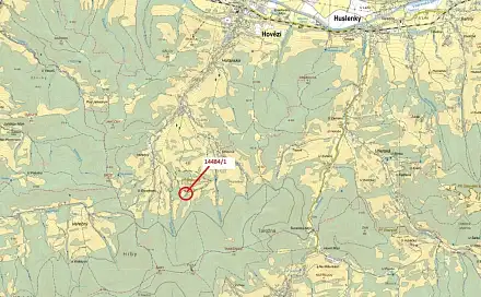 Dražba lesa 2 322 m², Hovězí