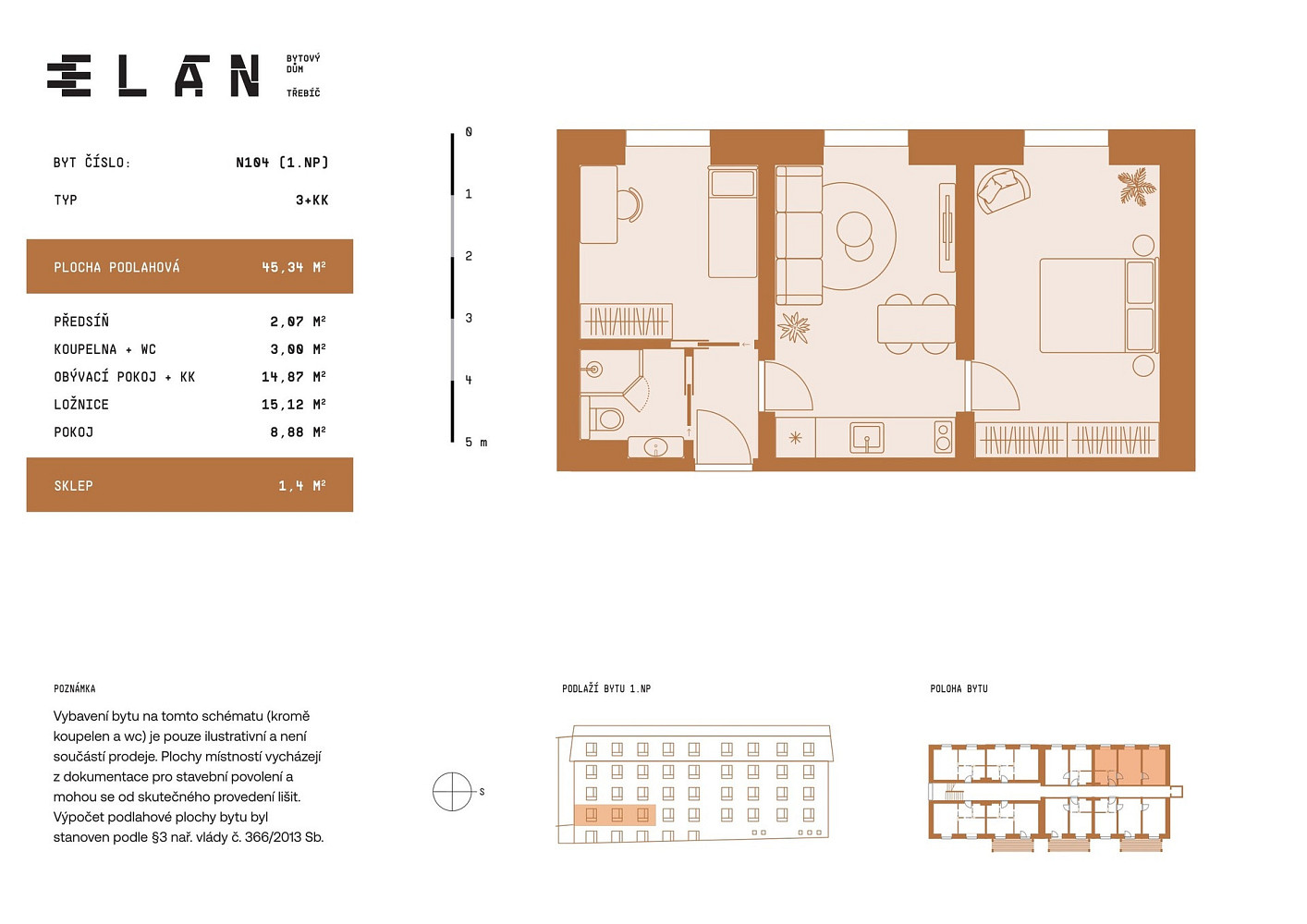 Prodej bytu 3+kk 44 m² – pohled 3