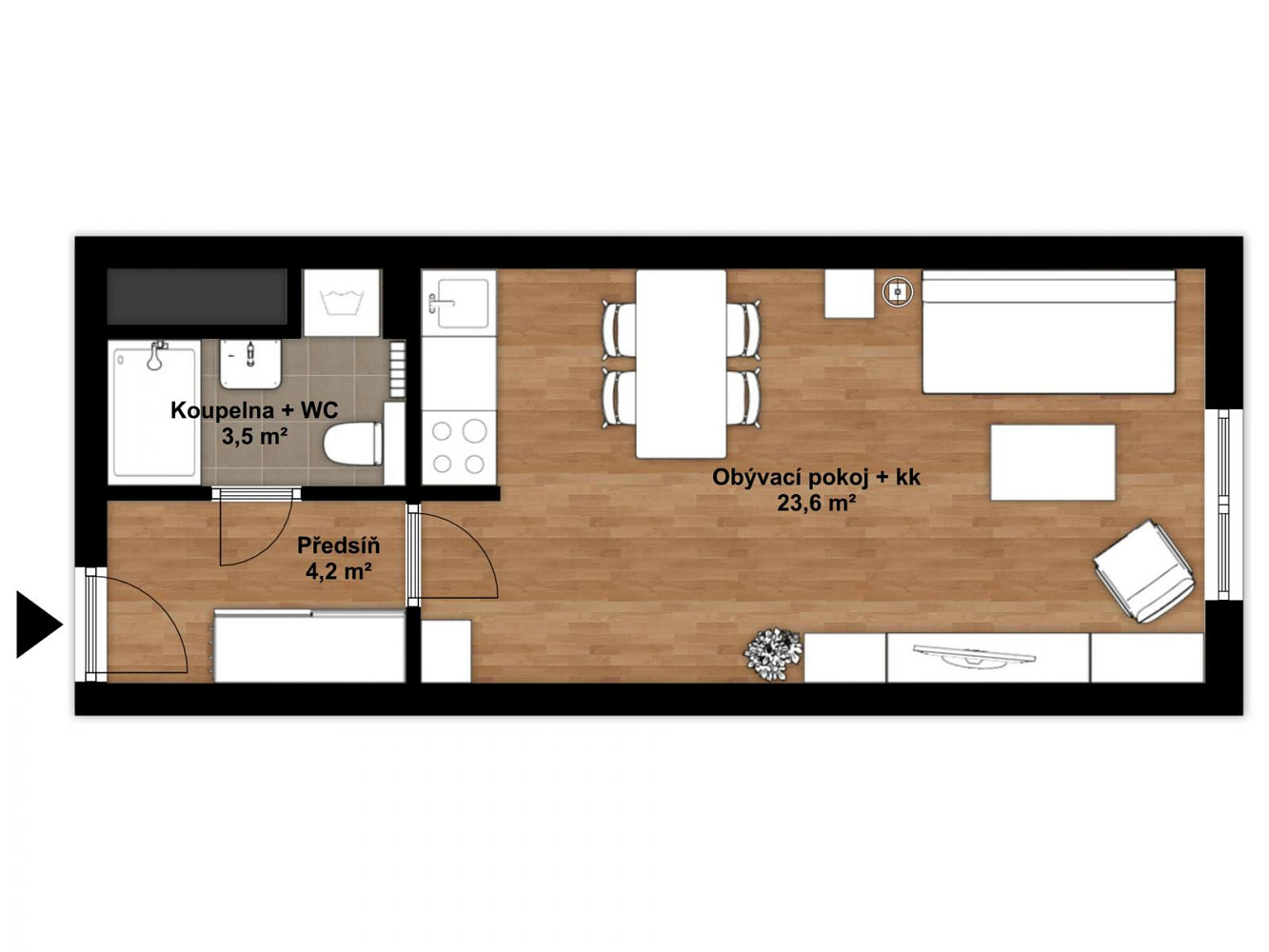 Pronájem bytu 1+kk 32 m² — photo 3