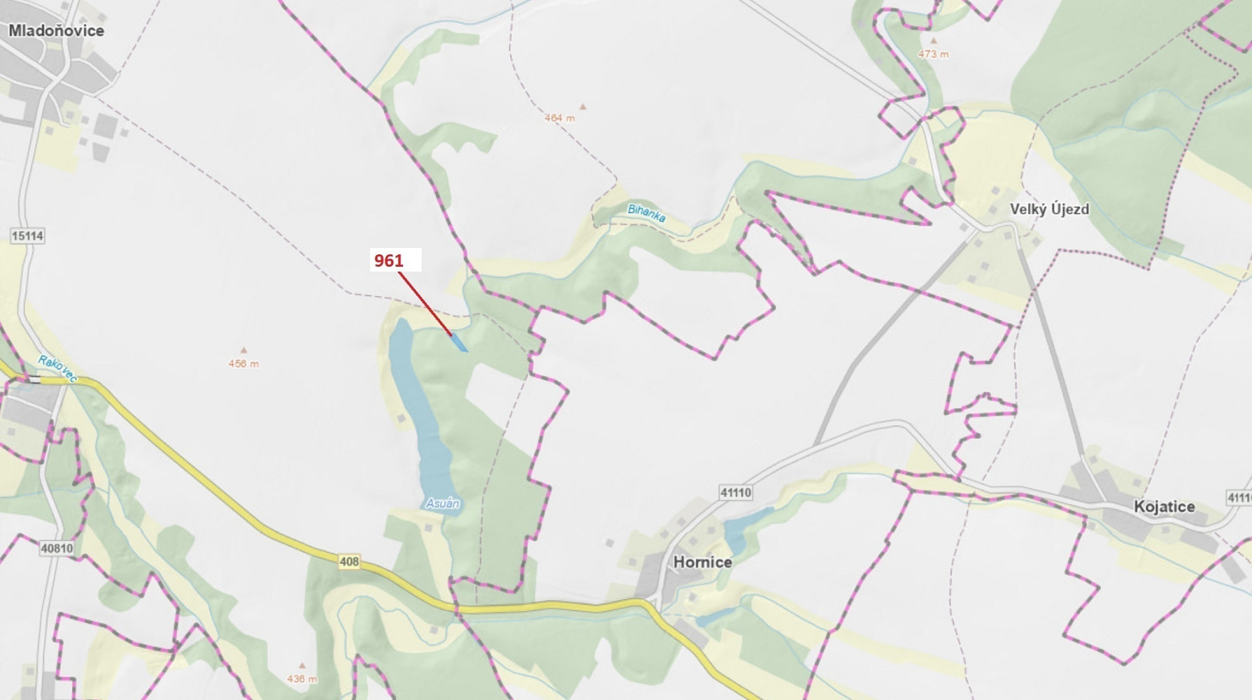 Dražba lesa 961 m²